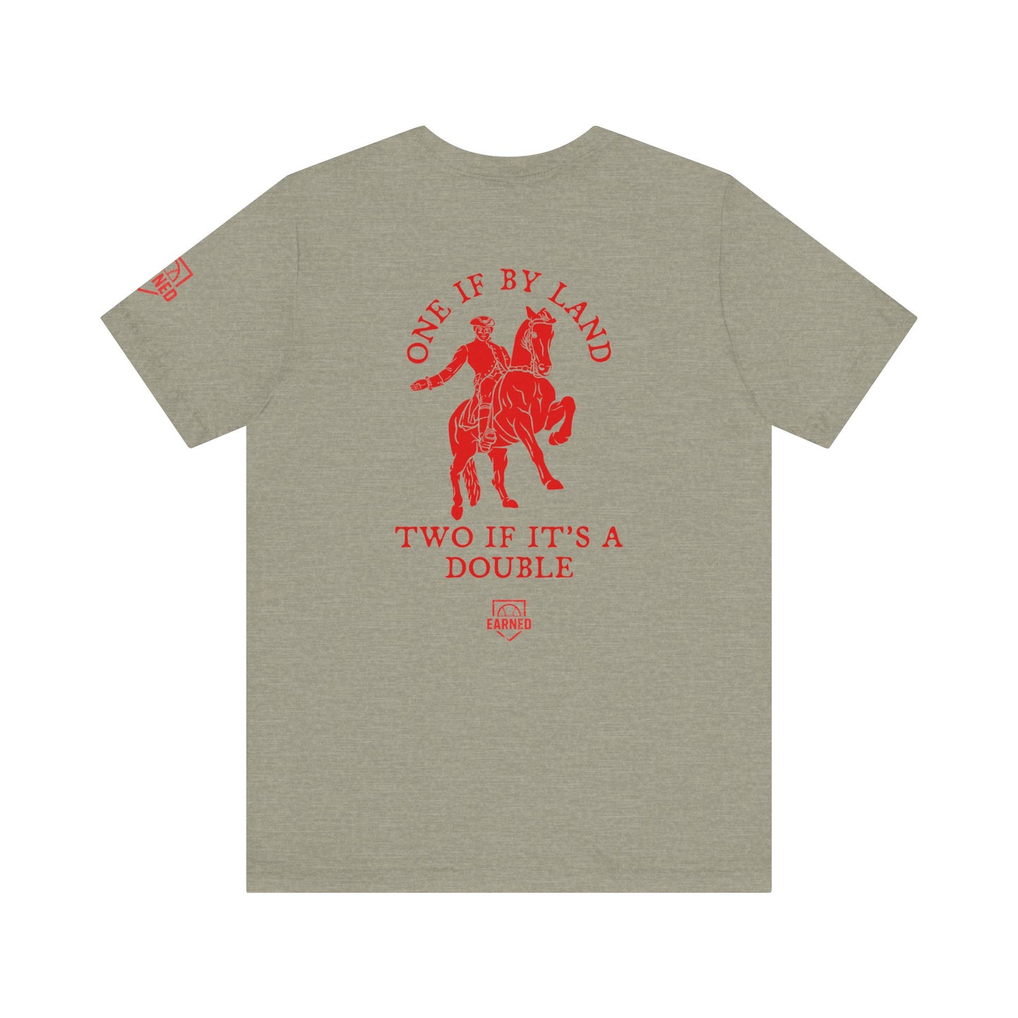 ONE IF BY LAND, TWO IF IT'S A DOUBLE Adult Tee (Paul Revere Red) - AMERICA 250 Collection
