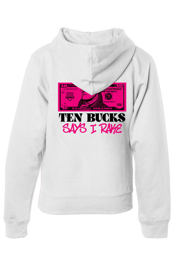 Ten Bucks Says I Rake Youth Hoodie (Pink Graphic)