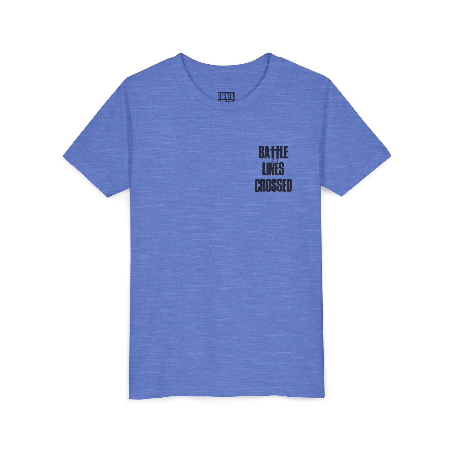 BATTLE LINES CROSSED Youth Tee - Black Font - EYE BLACK NATION Collection
