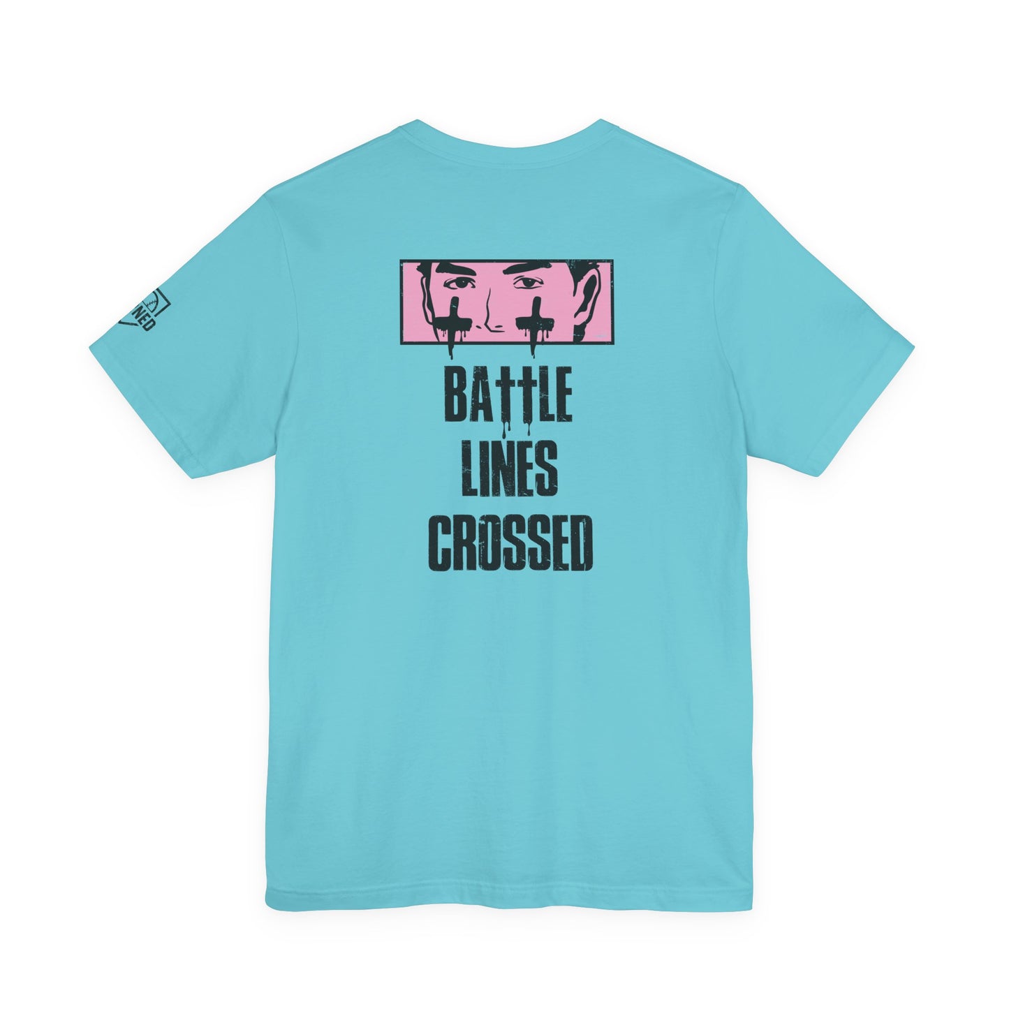 BATTLE LINES CROSSED Adult Tee - Black Font - EYE BLACK NATION Collection