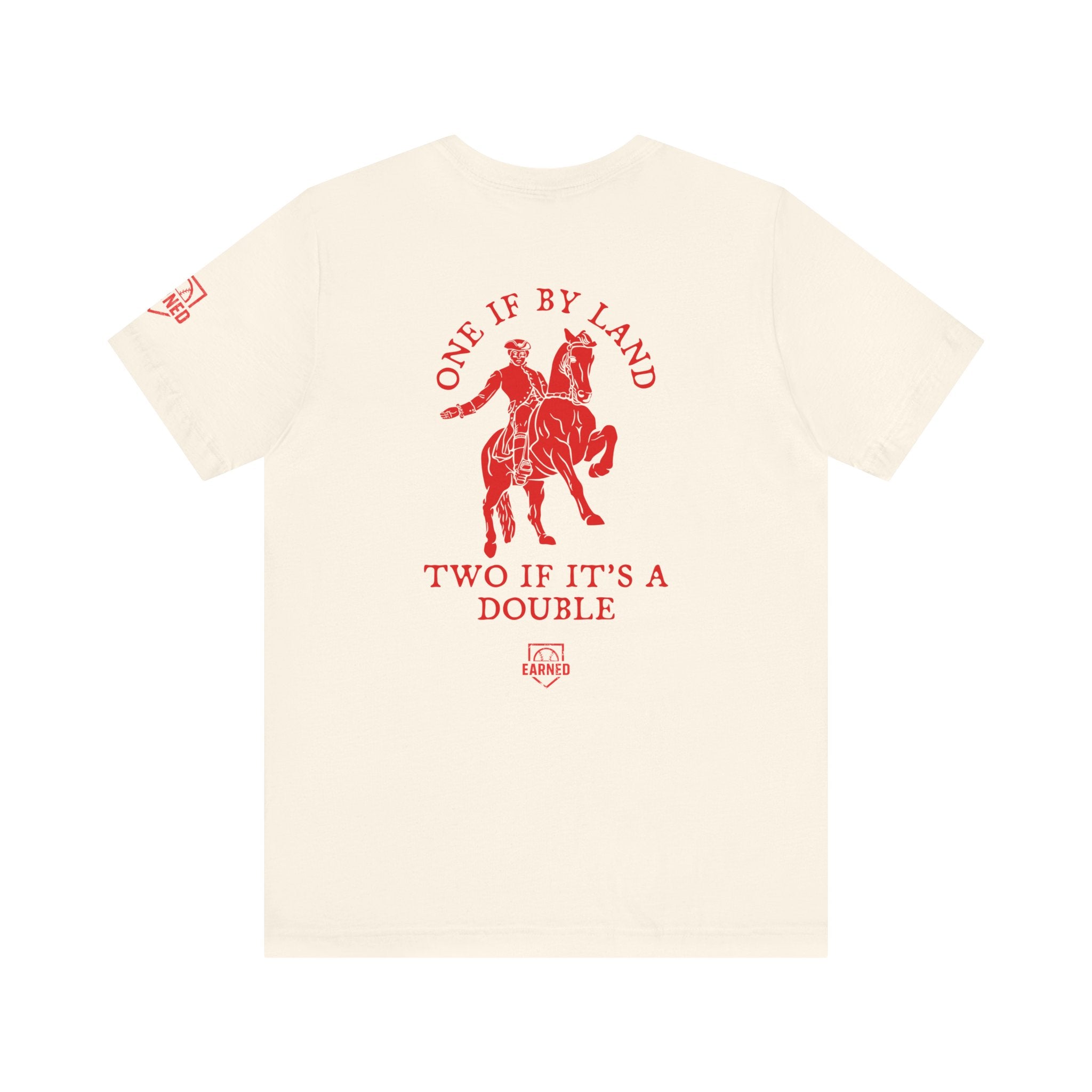 ONE IF BY LAND, TWO IF IT'S A DOUBLE Adult Tee (Paul Revere Red) - AMERICA 250 Collection
