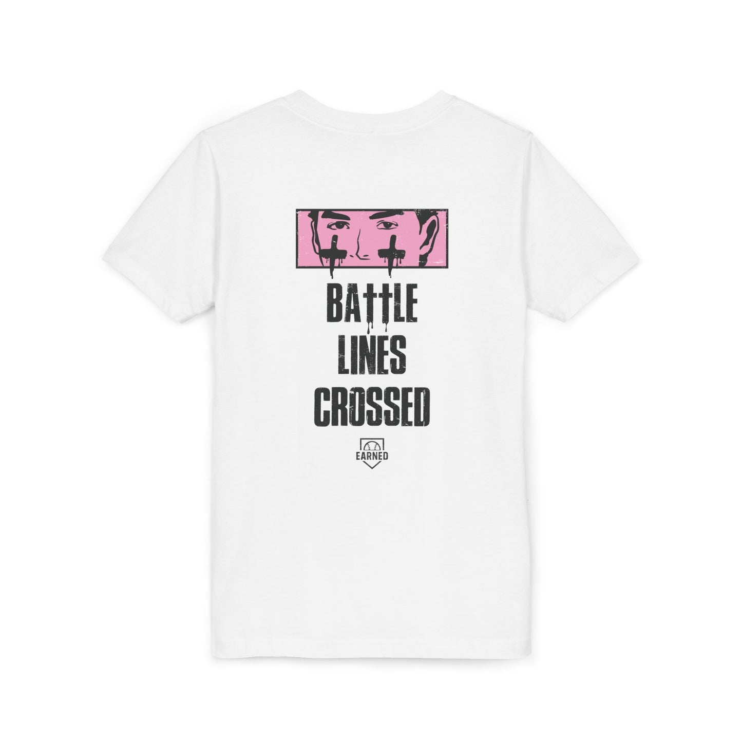 BATTLE LINES CROSSED Youth Tee - Black Font - EYE BLACK NATION Collection