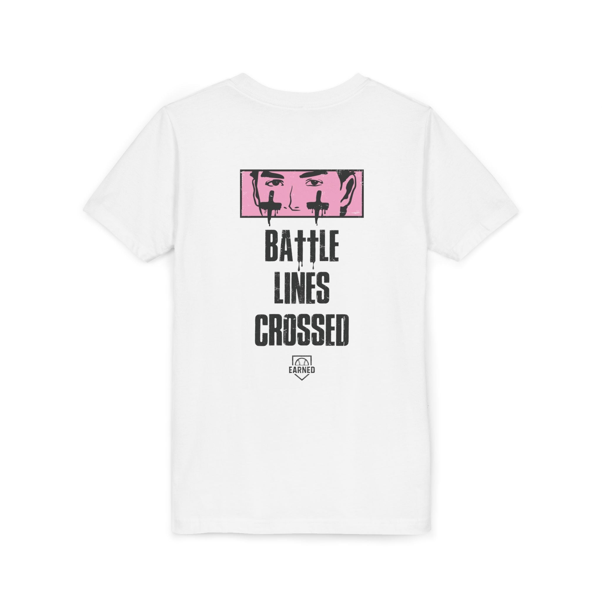 BATTLE LINES CROSSED Youth Tee - Black Font - EYE BLACK NATION Collection