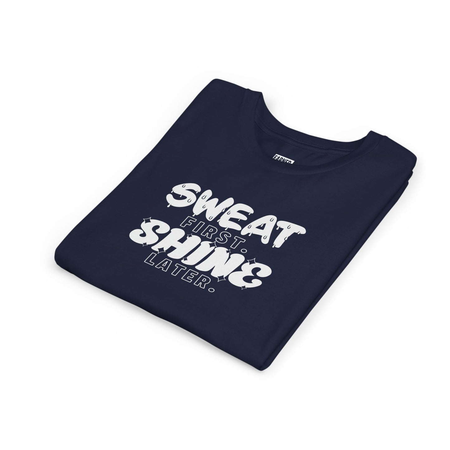 Sweat First Shine Later Youth Tee - White Graphic