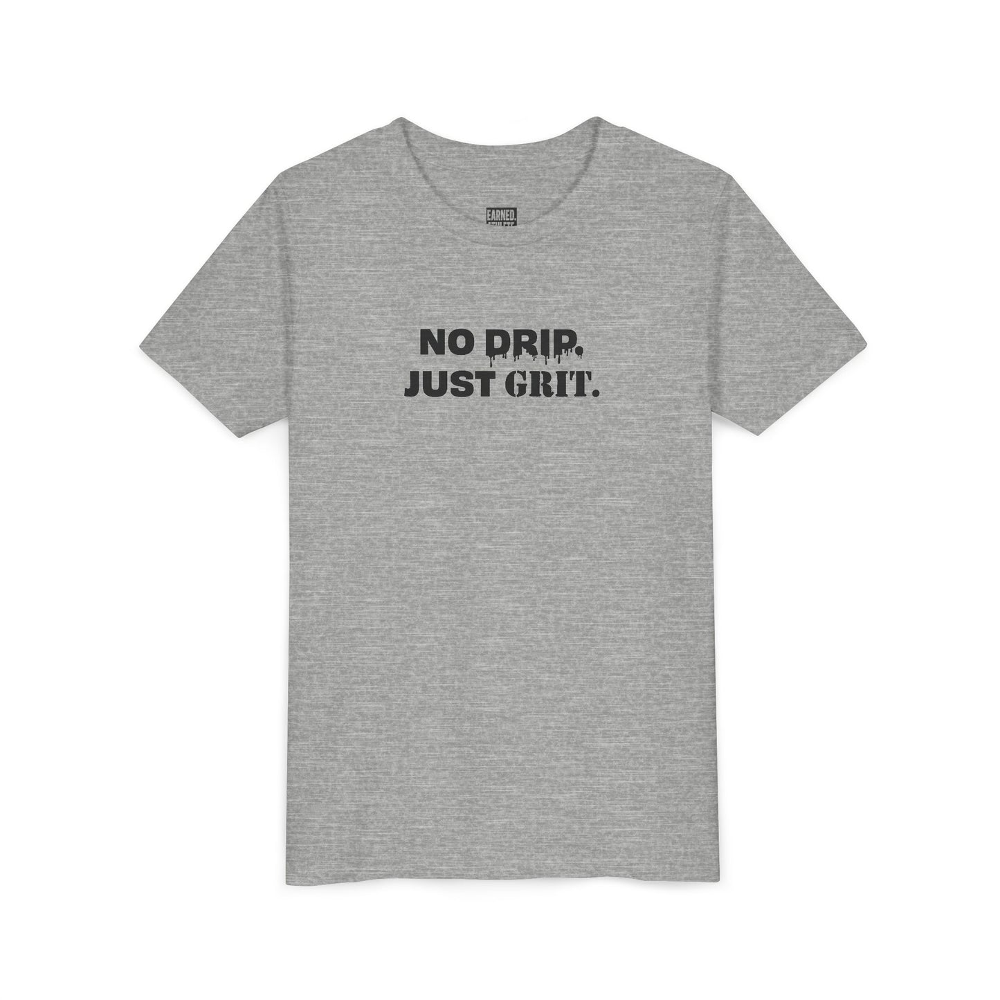 No Drip Just Grit Youth Tee - Black Font