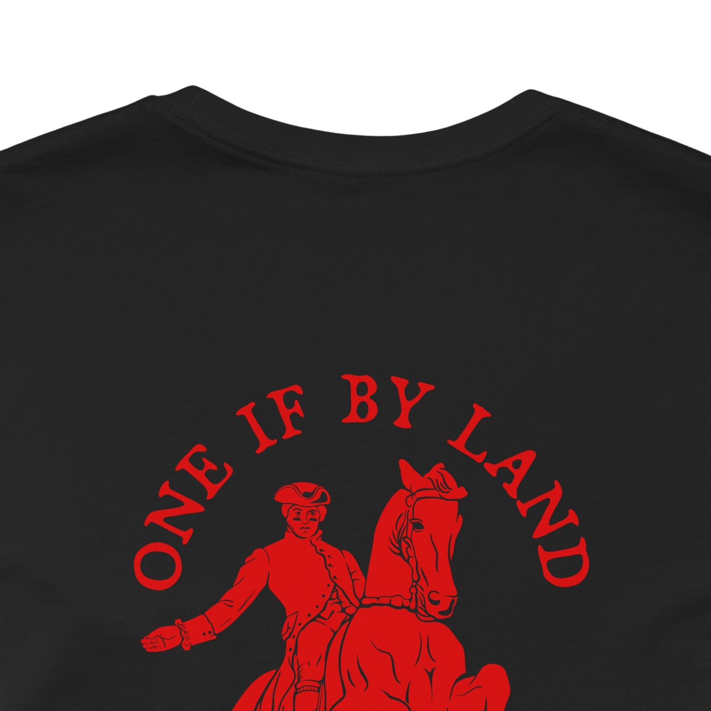 ONE IF BY LAND, TWO IF IT'S A DOUBLE Adult Tee (Paul Revere Red) - AMERICA 250 Collection