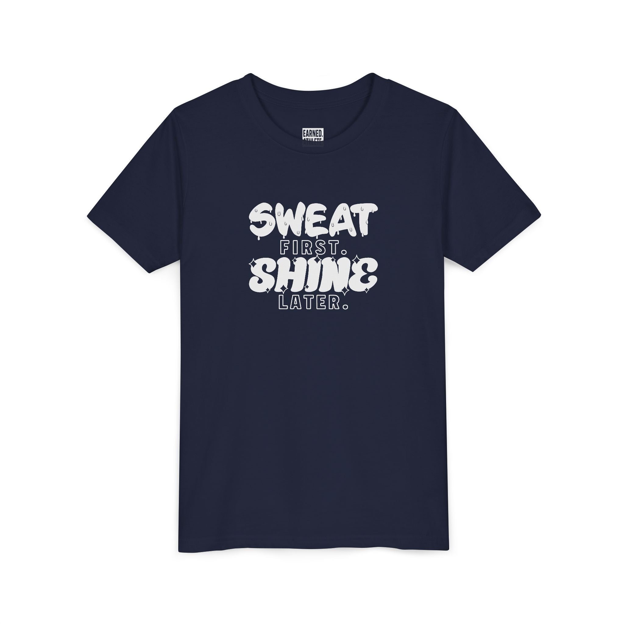 Sweat First Shine Later Youth Tee - White Graphic