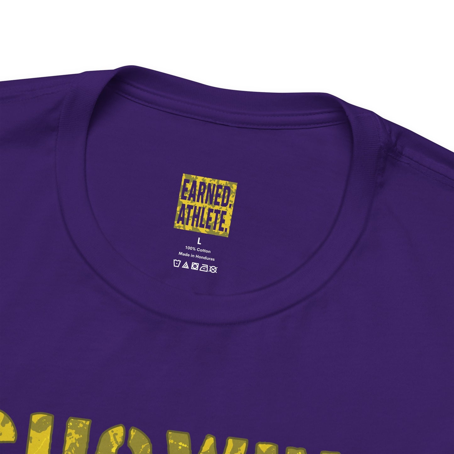 SHOWING UP ADDS UP Adult Tee (Yellow Camo Logo)