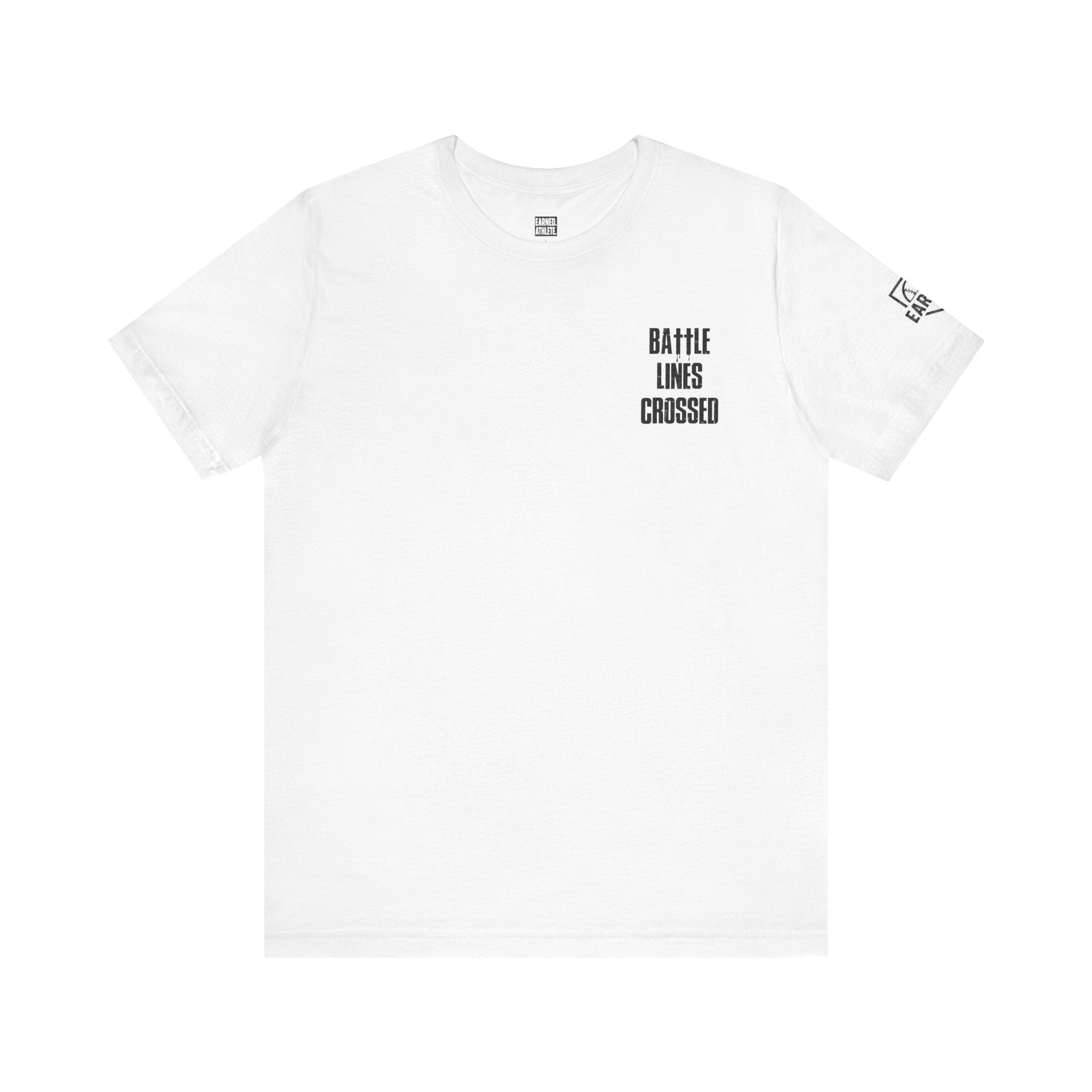BATTLE LINES CROSSED Adult Tee - Black Font - EYE BLACK NATION Collection