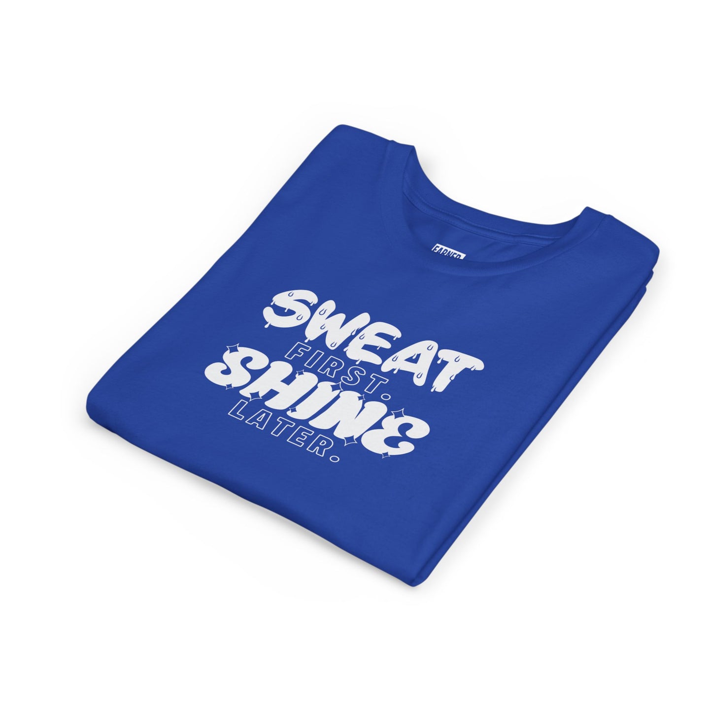 Sweat First Shine Later Youth Tee - White Graphic