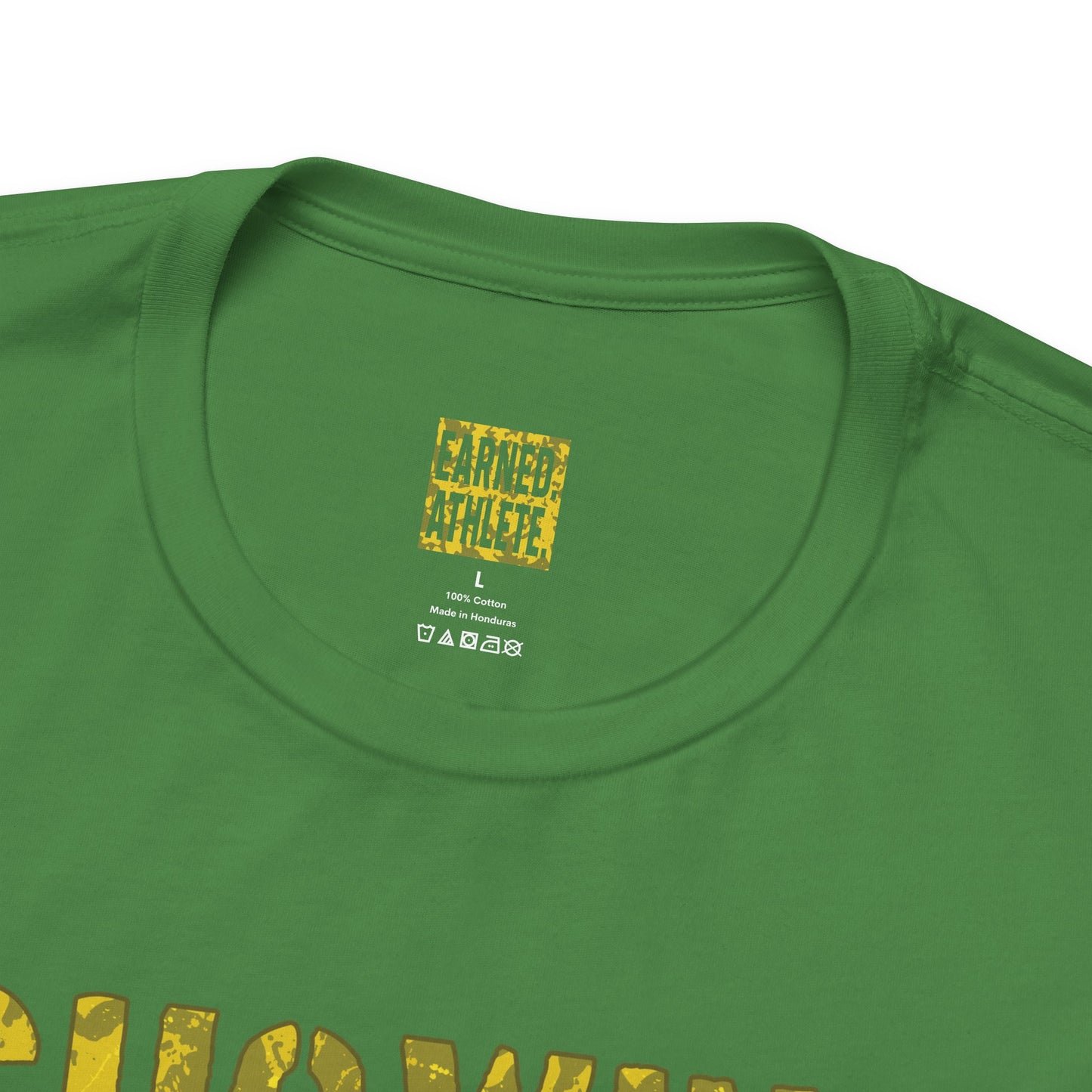 SHOWING UP ADDS UP Adult Tee (Yellow Camo Logo)
