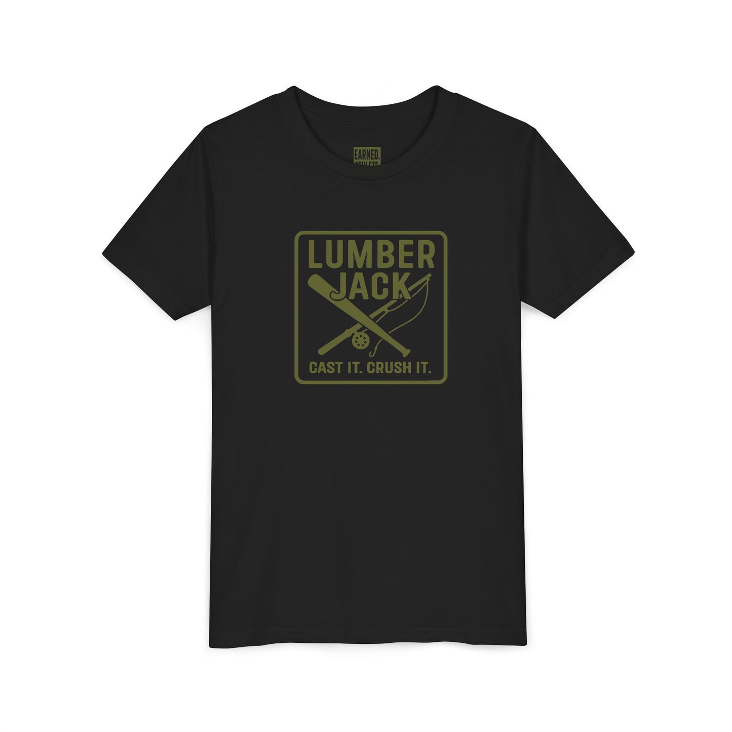 Lumber Jack Youth Tee - Cast It. Crush It. - Green Font