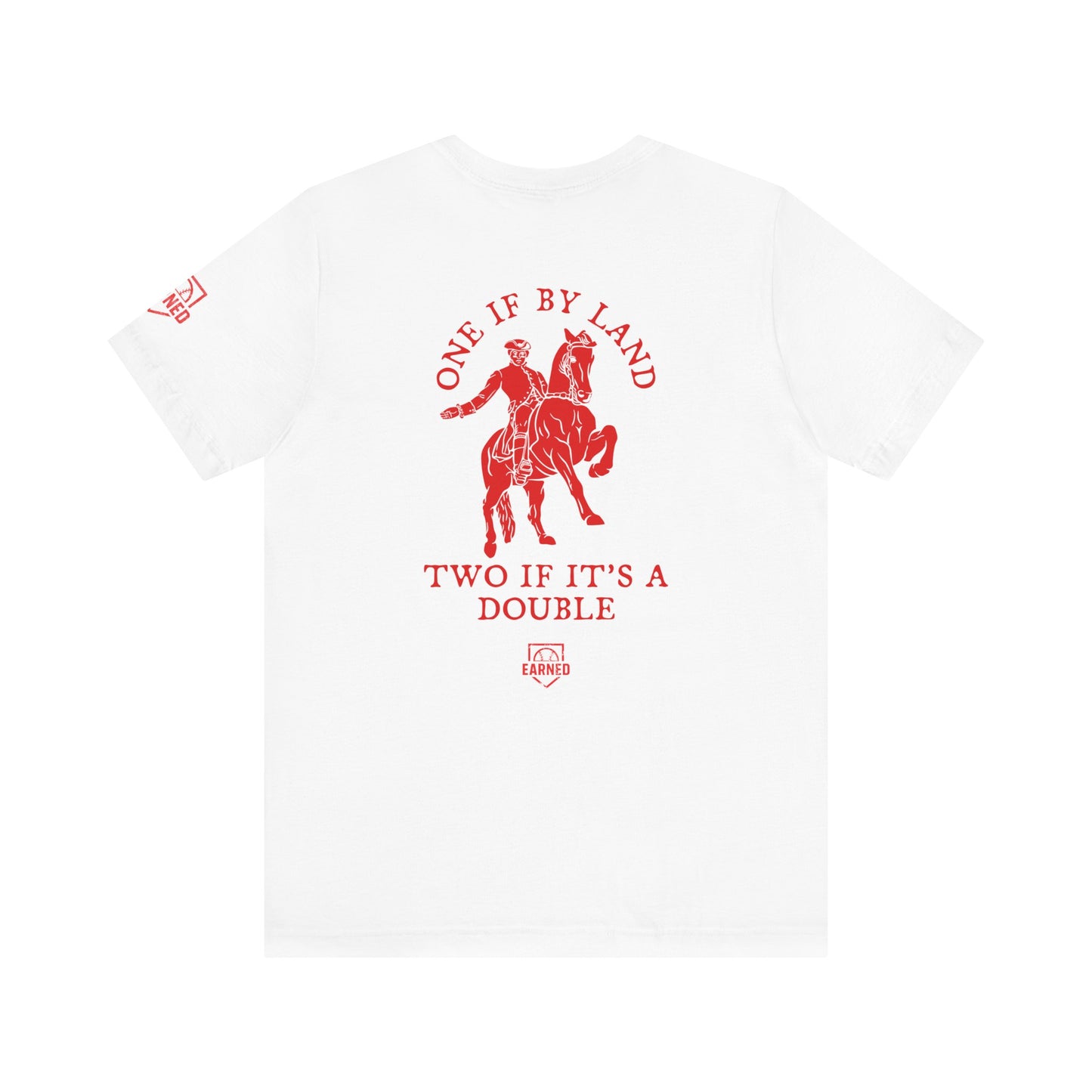 ONE IF BY LAND, TWO IF IT'S A DOUBLE Adult Tee (Paul Revere Red) - AMERICA 250 Collection