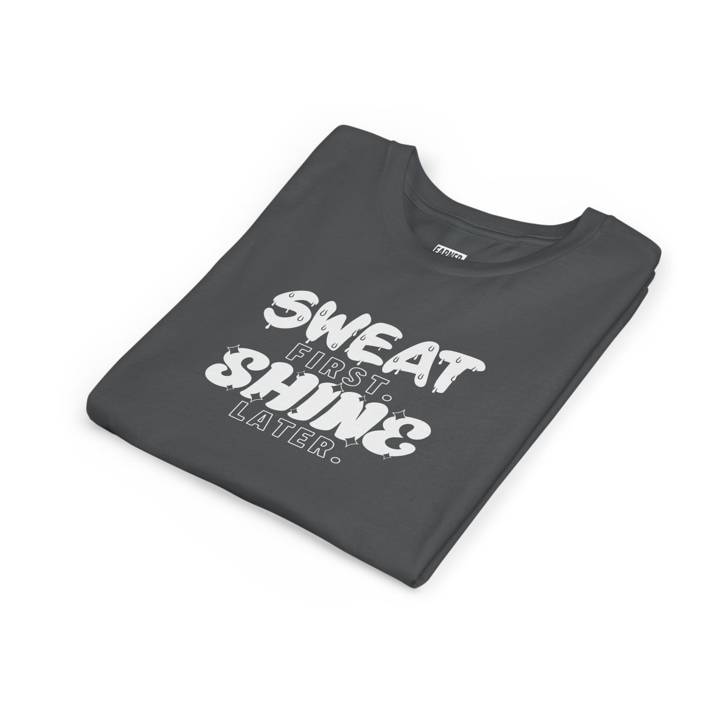 Sweat First Shine Later Youth Tee - White Graphic
