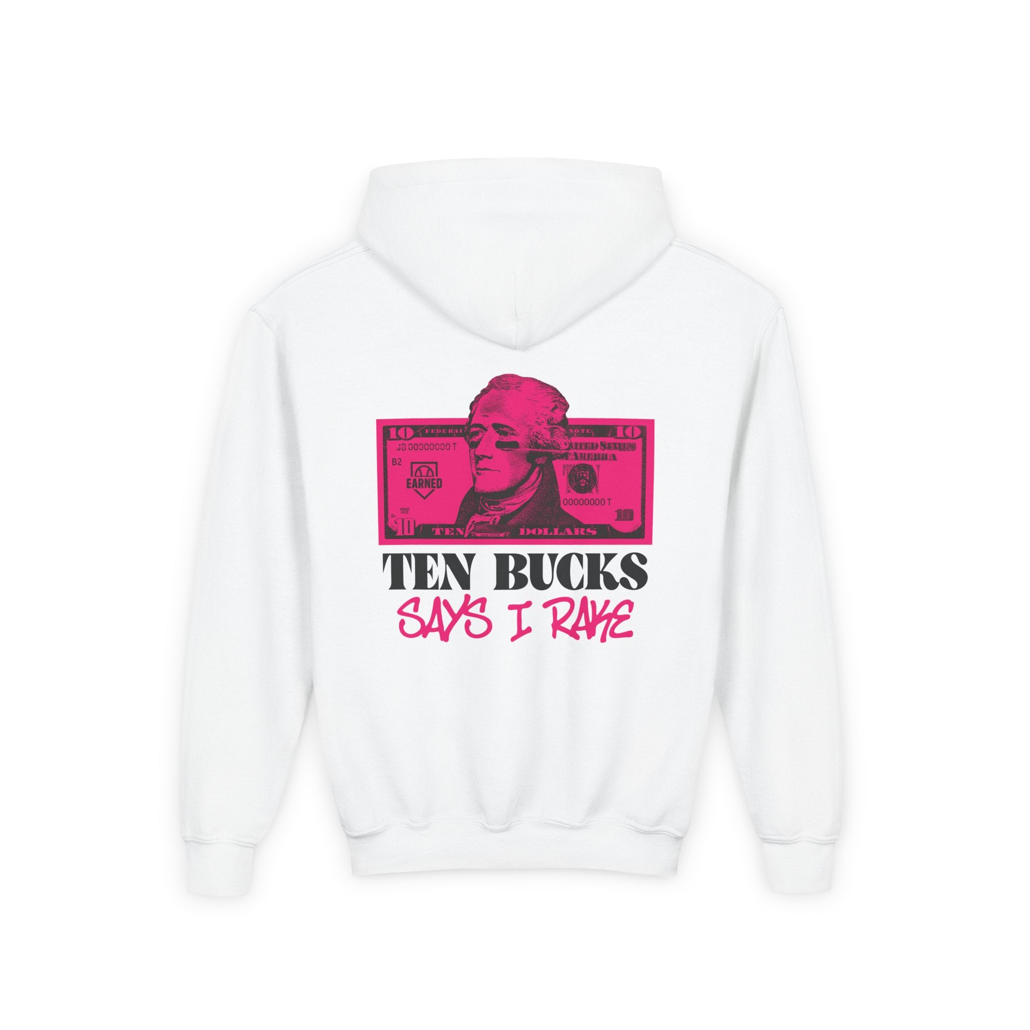 Ten Bucks Says I Rake Adult Hoodie - Pink Graphic