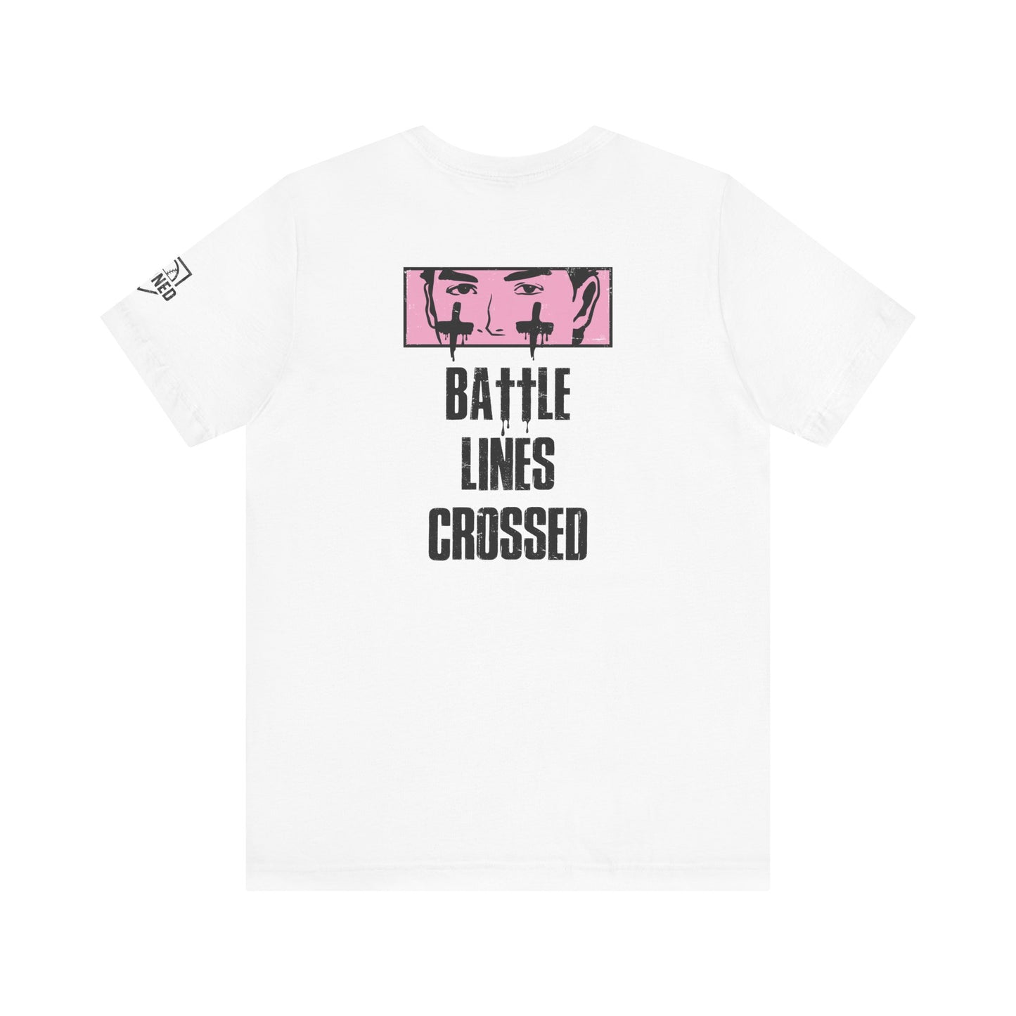 BATTLE LINES CROSSED Adult Tee - Black Font - EYE BLACK NATION Collection