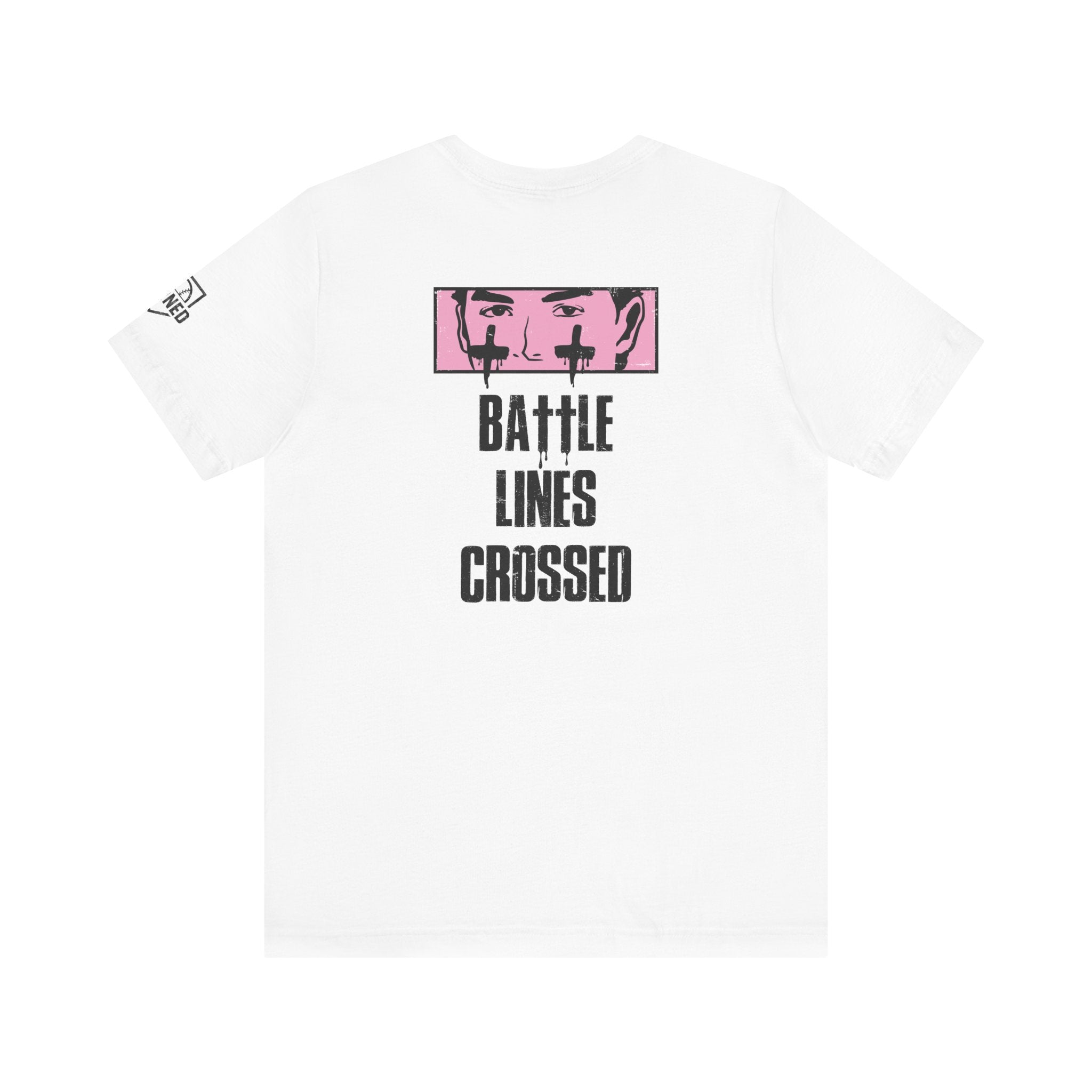 BATTLE LINES CROSSED Adult Tee - Black Font - EYE BLACK NATION Collection