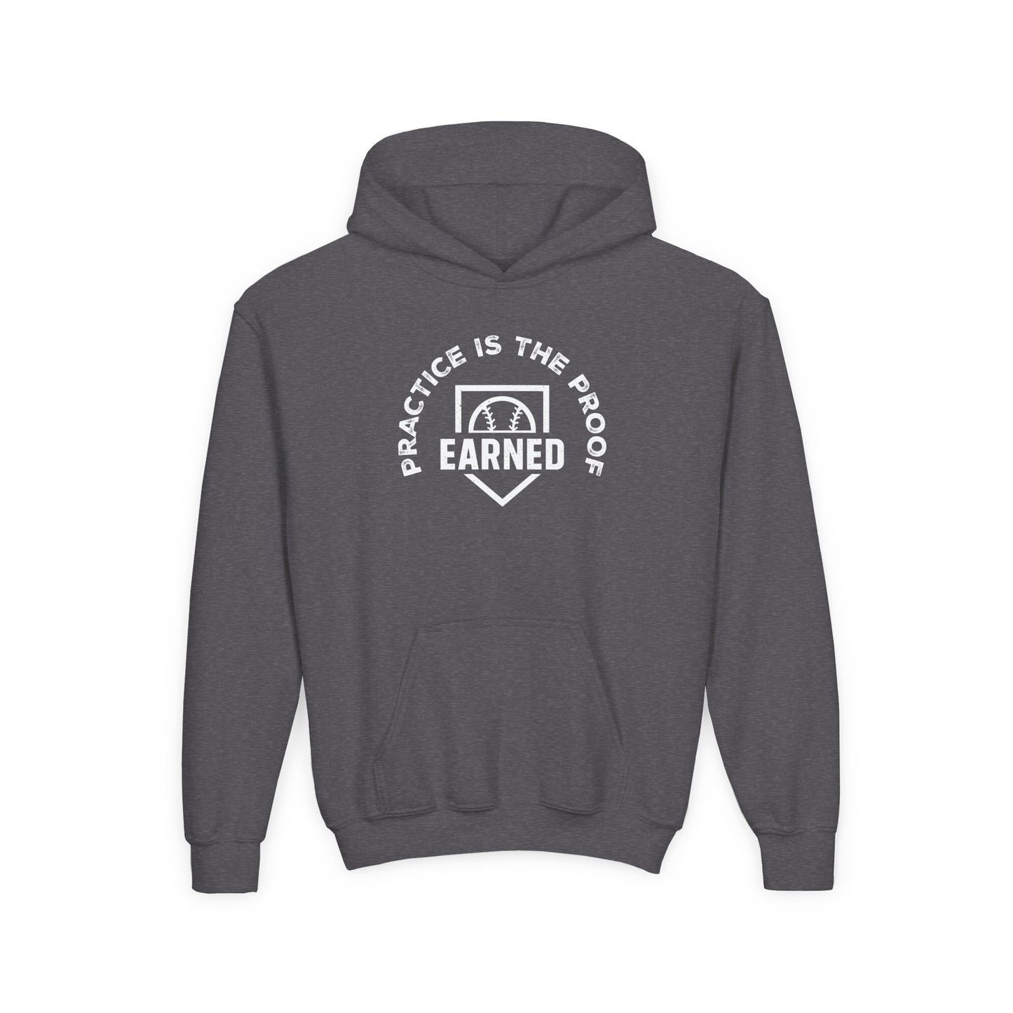 PRACTICE IS THE PROOF Youth Hoodie - White Graphic