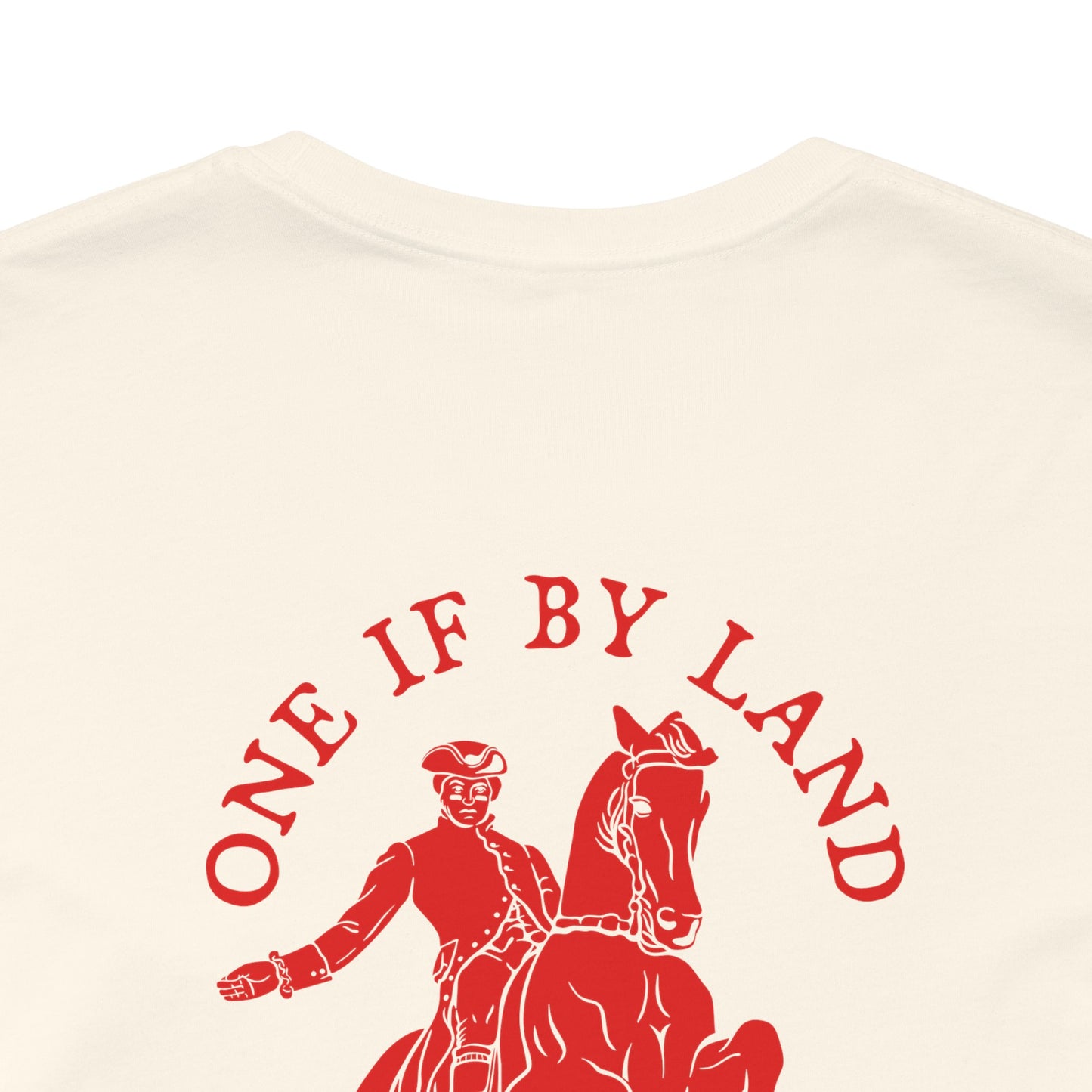 ONE IF BY LAND, TWO IF IT'S A DOUBLE Adult Tee (Paul Revere Red) - AMERICA 250 Collection