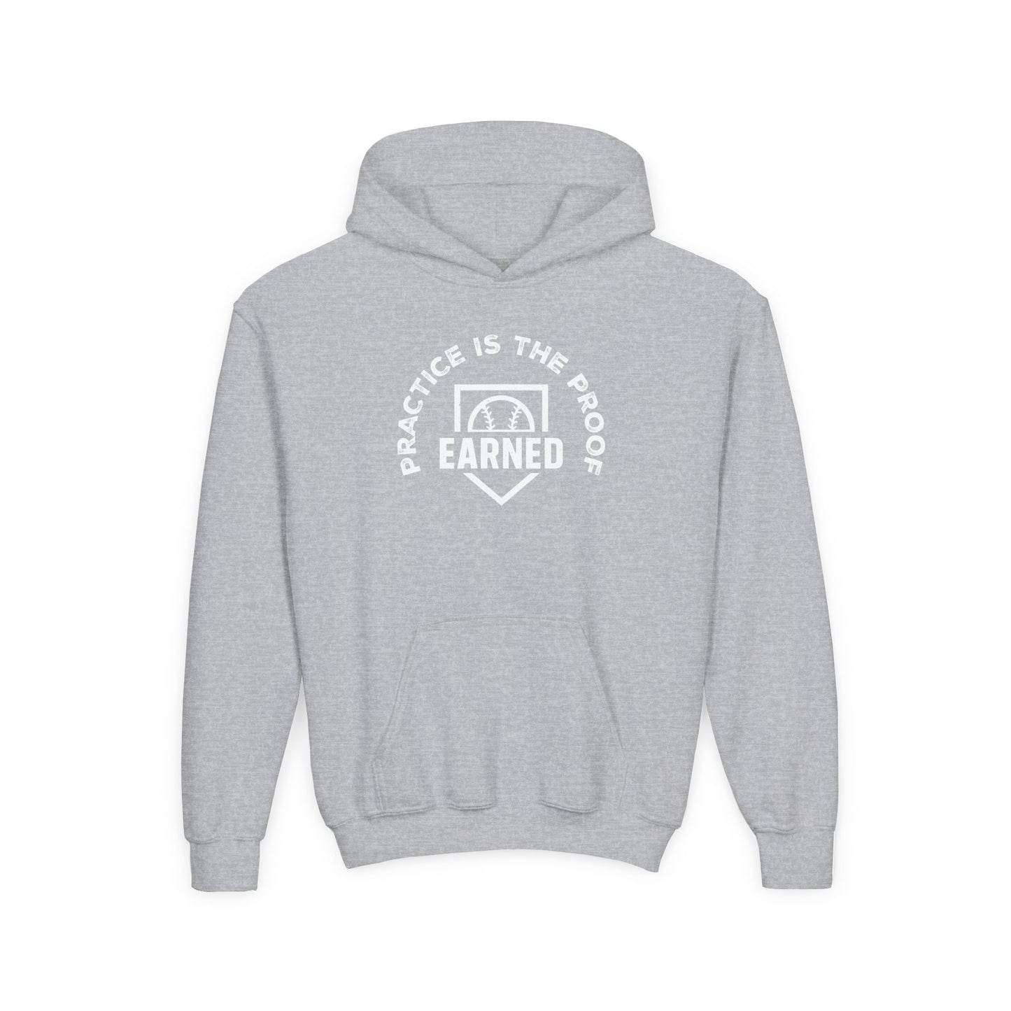 PRACTICE IS THE PROOF Youth Hoodie - White Graphic
