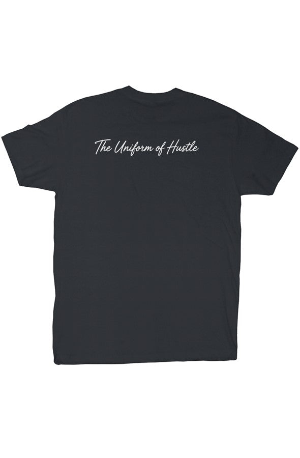 EARNED The Uniform Of Hustle Adult Tee (White Logo) - Midnight Navy, back