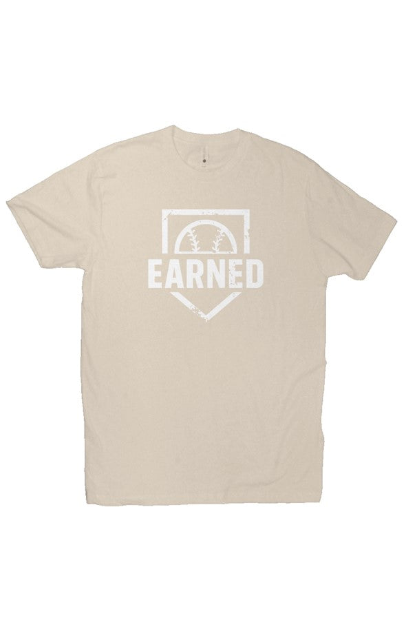 EARNED The Uniform Of Hustle Adult Tee (White Logo) - Sand, front