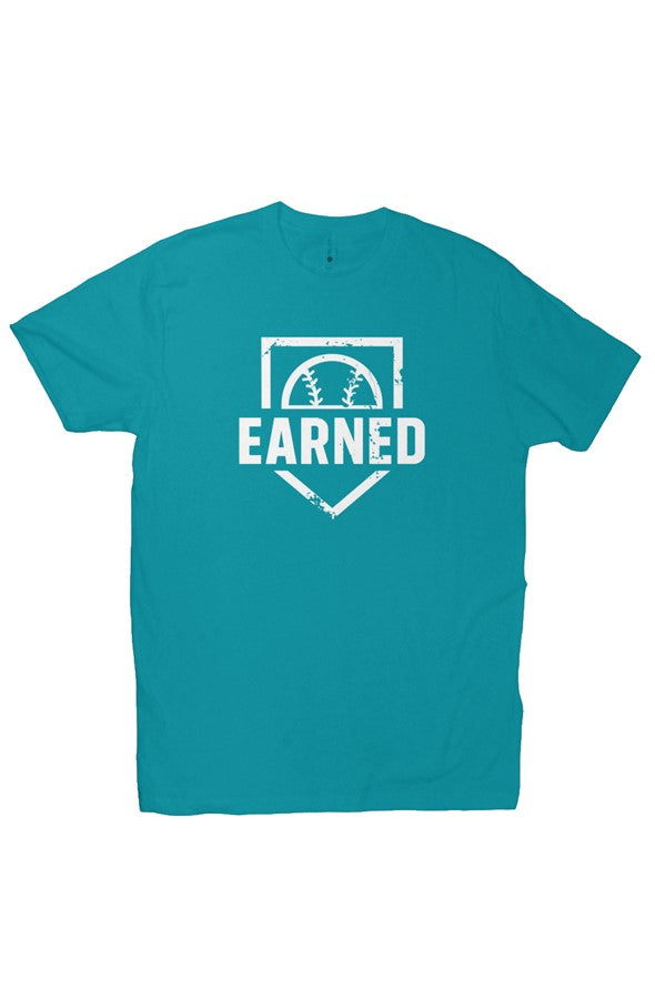 EARNED The Uniform Of Hustle Adult Tee (White Logo) - Teal, front