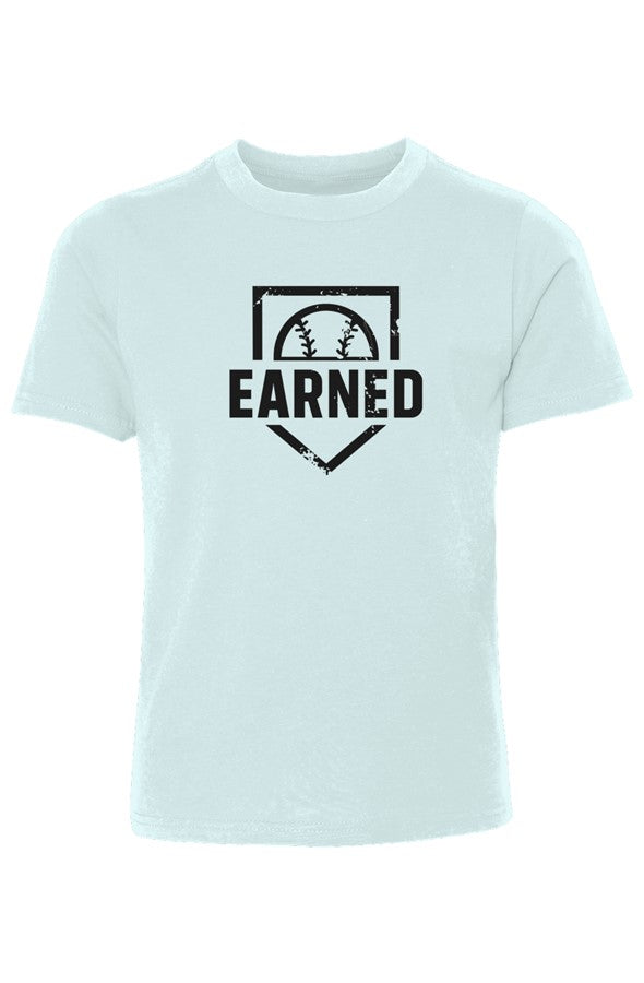 EARNED The Uniform Of Hustle Youth Tee (Black Logo) - Light Blue, front