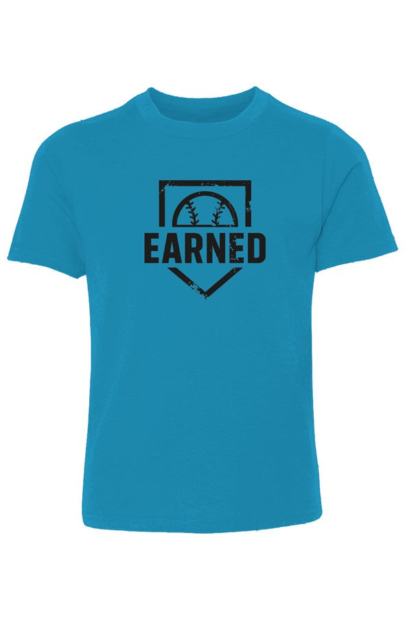 EARNED The Uniform Of Hustle Youth Tee (Black Logo) - Turquoise, front