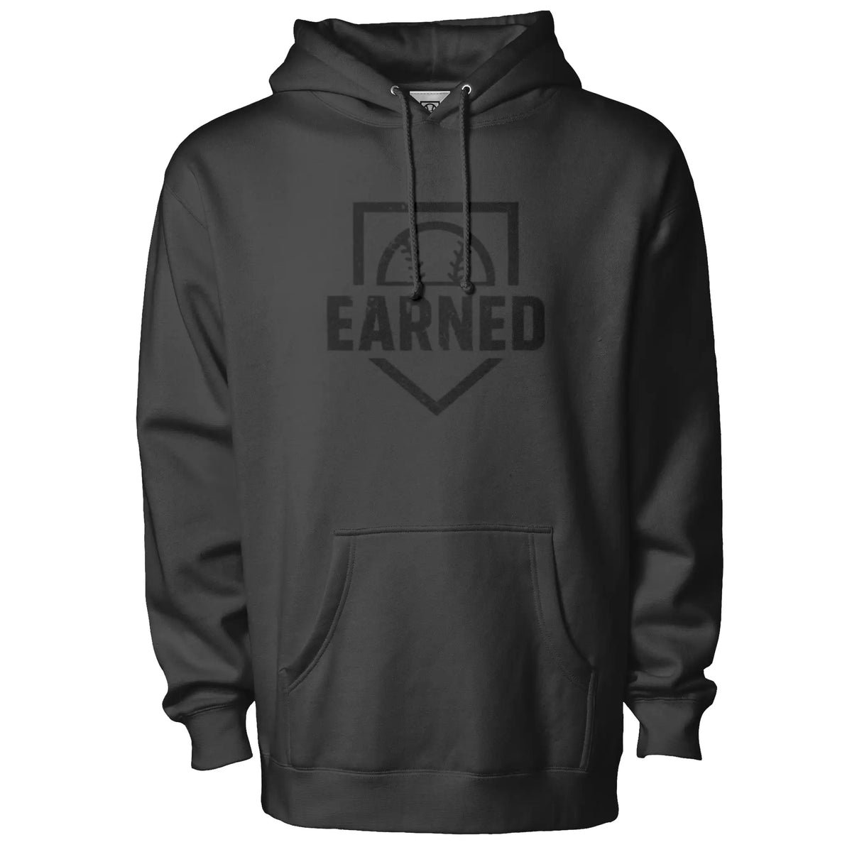EARNED The Uniform Of Hustle Adult Hoodie (Black Graphic) - Charcoal Heather, front