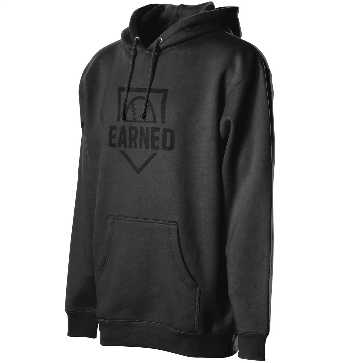 EARNED The Uniform Of Hustle Adult Hoodie (Black Graphic) - Charcoal Heather, side