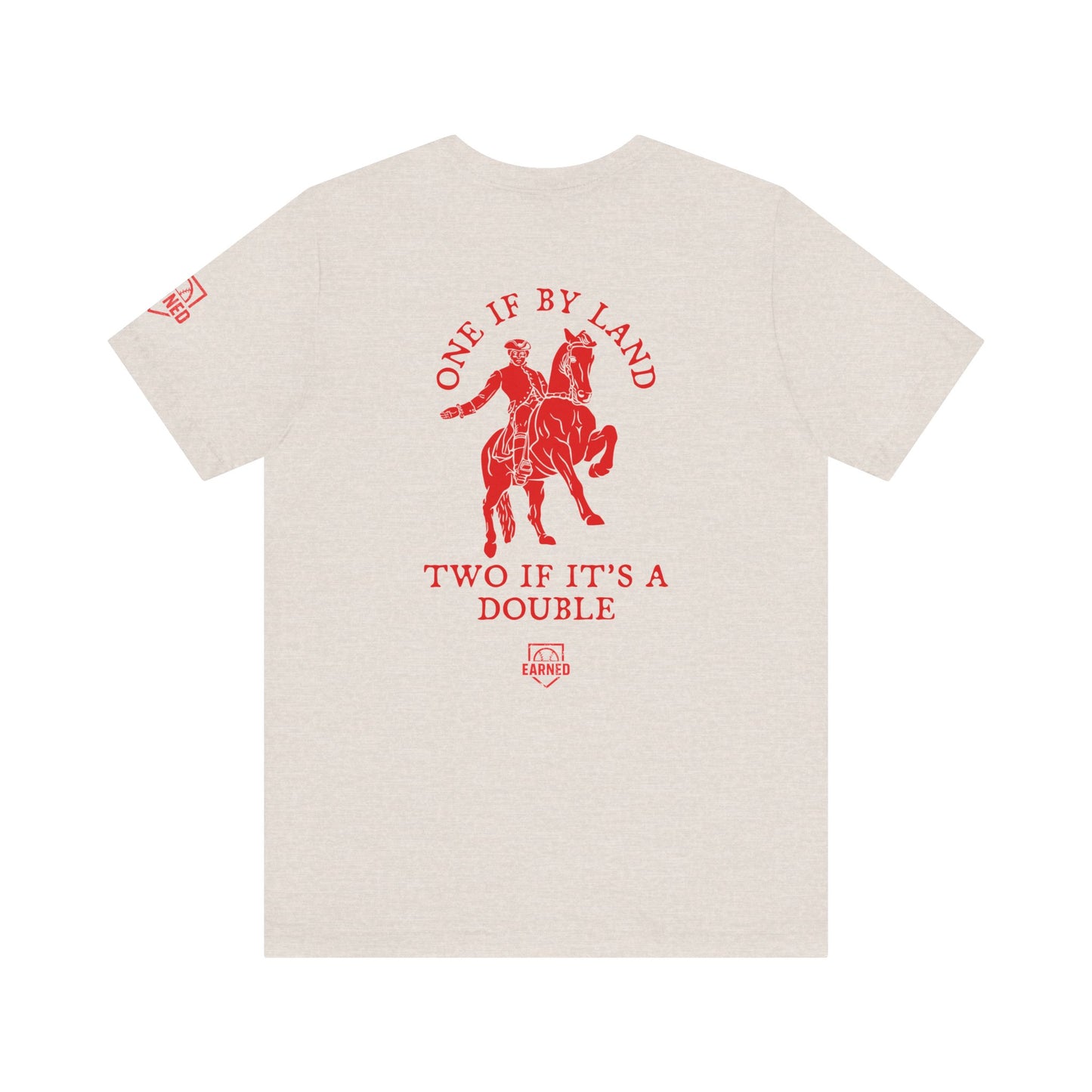 ONE IF BY LAND, TWO IF IT'S A DOUBLE Adult Tee (Paul Revere Red) - AMERICA 250 Collection