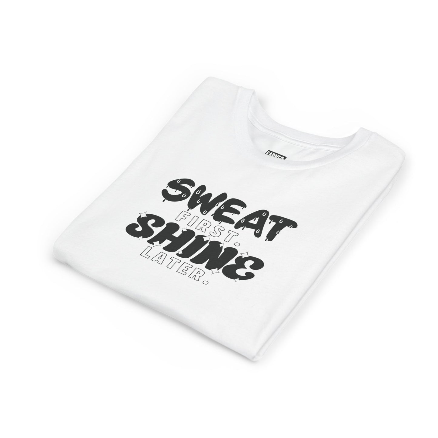 Sweat First Shine Later Youth Tee - Black Graphic