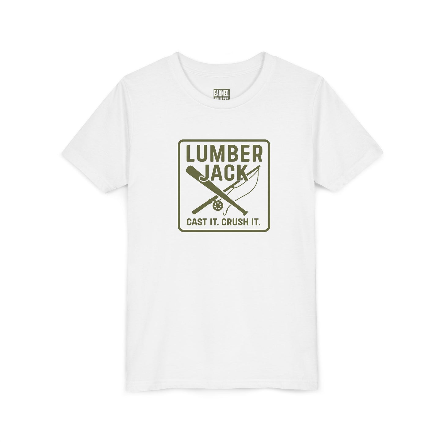 Lumber Jack Youth Tee - Cast It. Crush It. - Green Font