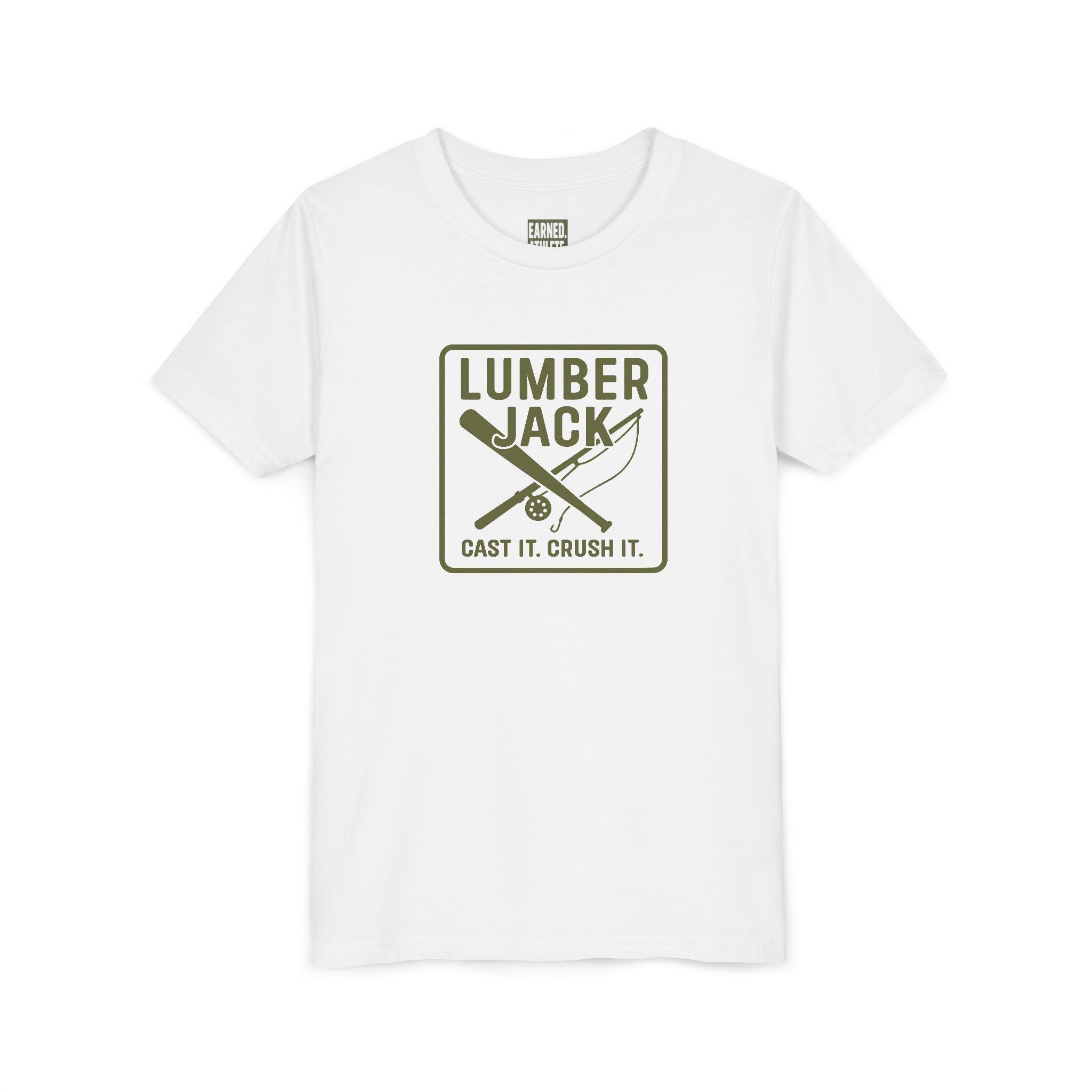 Lumber Jack Youth Tee - Cast It. Crush It. - Green Font