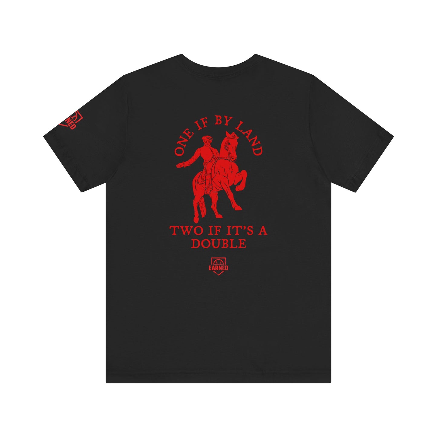 ONE IF BY LAND, TWO IF IT'S A DOUBLE Adult Tee (Paul Revere Red) - AMERICA 250 Collection