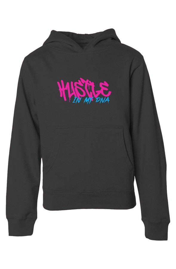 Hustle In My DNA Youth Hoodie - Black, front