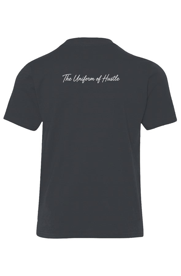 EARNED The Uniform Of Hustle Youth Tee (White Logo) - Midnight Navy, back