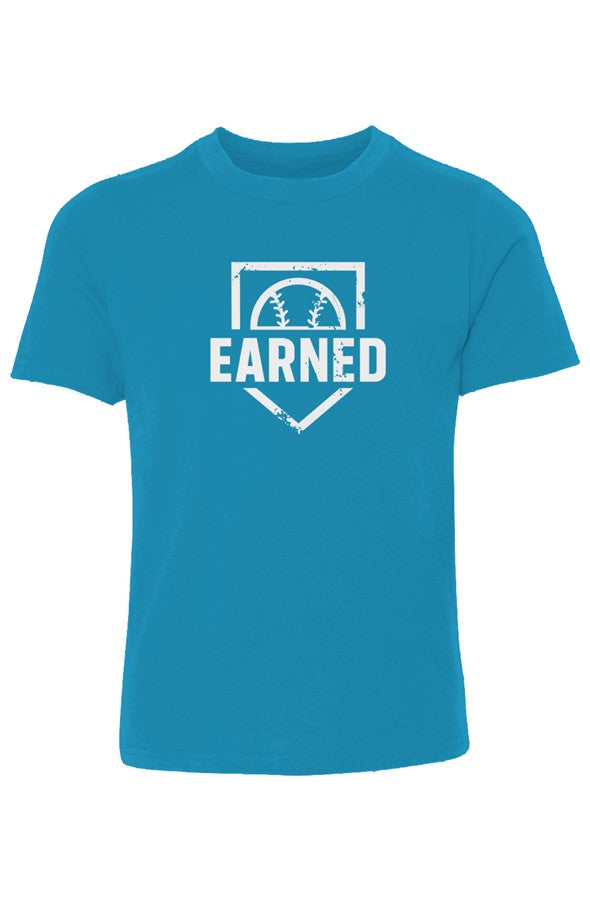 EARNED The Uniform Of Hustle Youth Tee (White Logo) - Turquoise, front